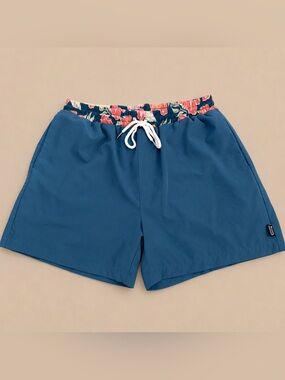 Simply Southern Men’s Teal Floral Swim Trunks Board Shorts Size Medium